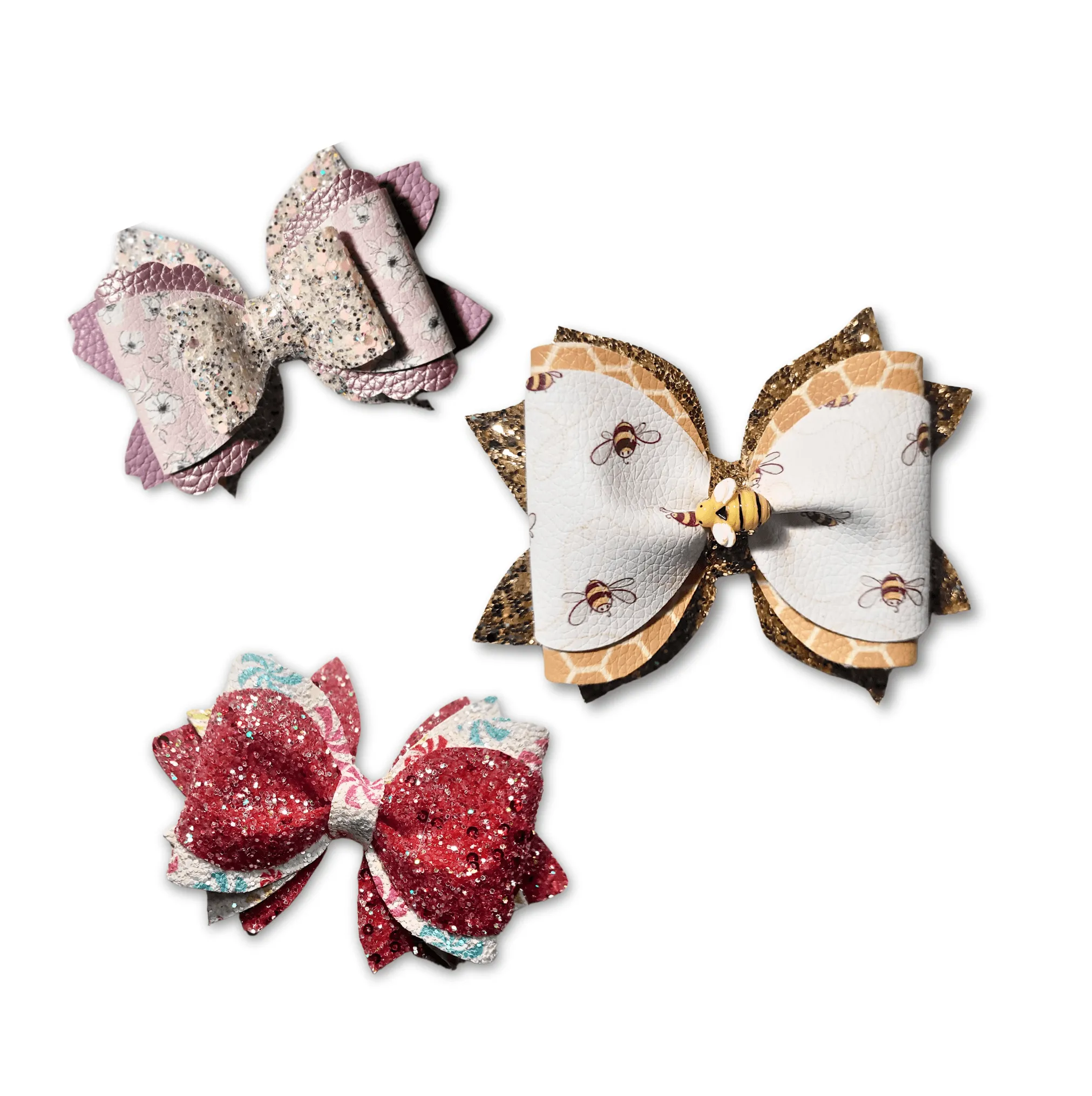 Peach Glitter Pebble Hair Bows