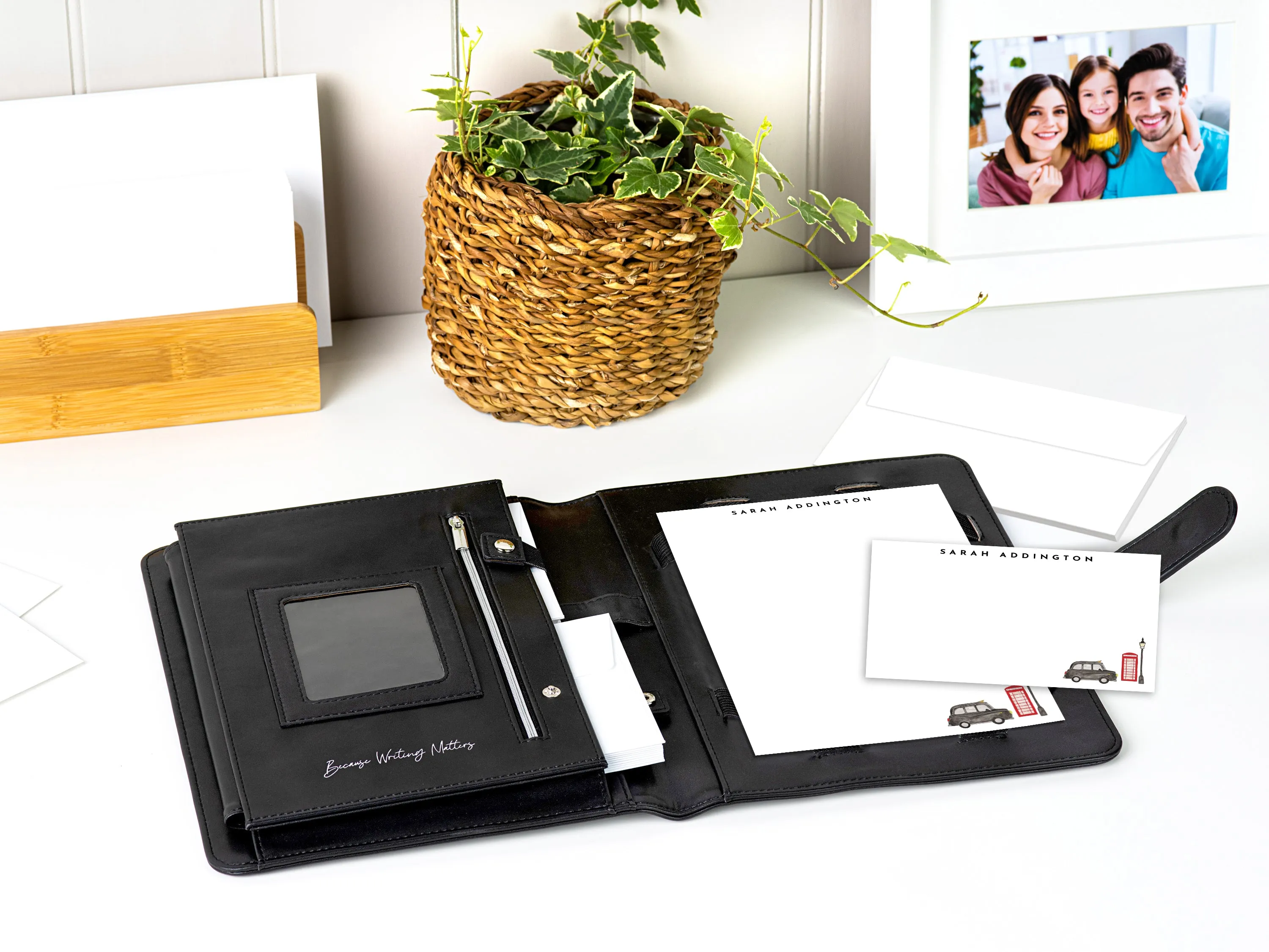 Personalised London Icon Letter & Card Writing Stationery Gift Set with Organiser
