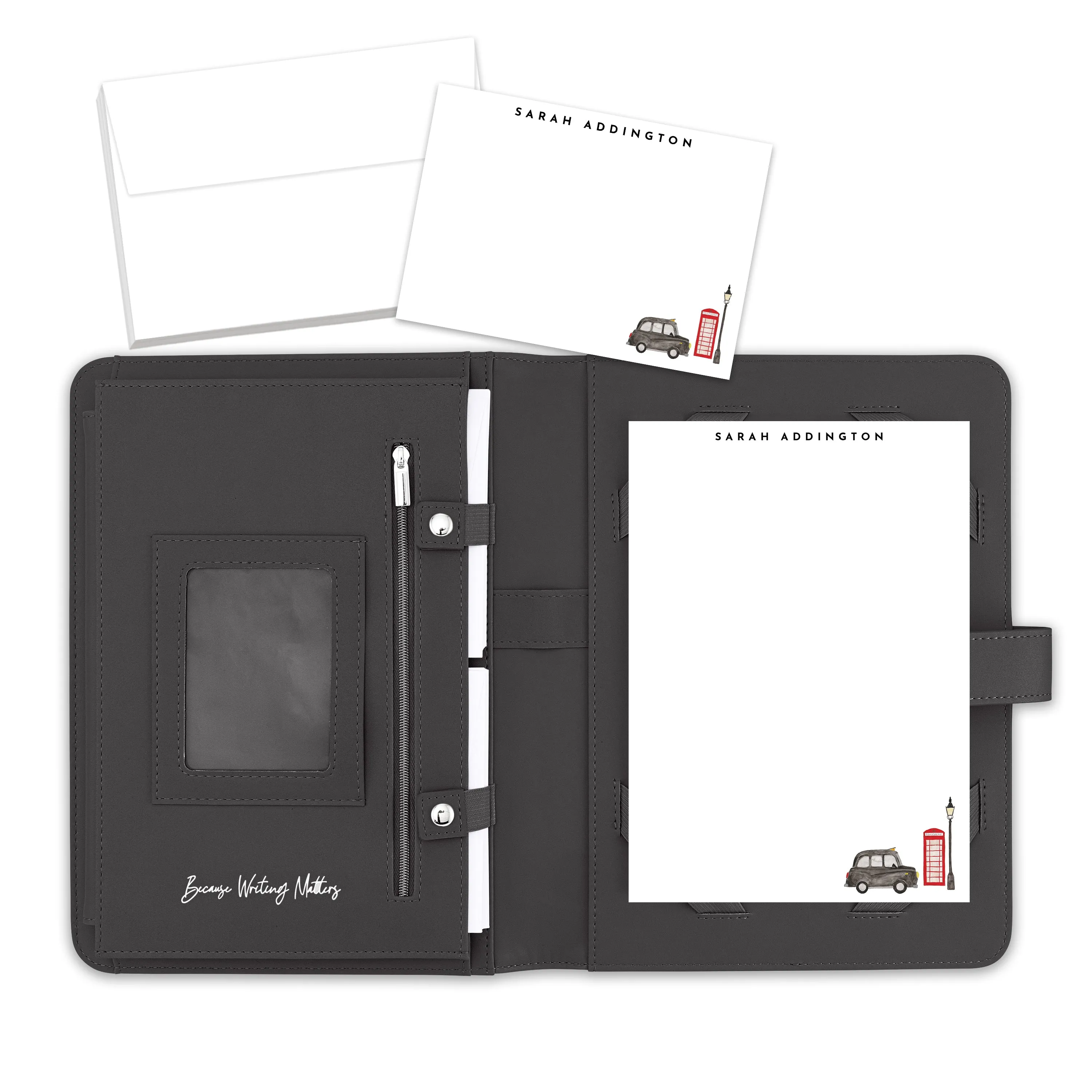 Personalised London Icon Letter & Card Writing Stationery Gift Set with Organiser