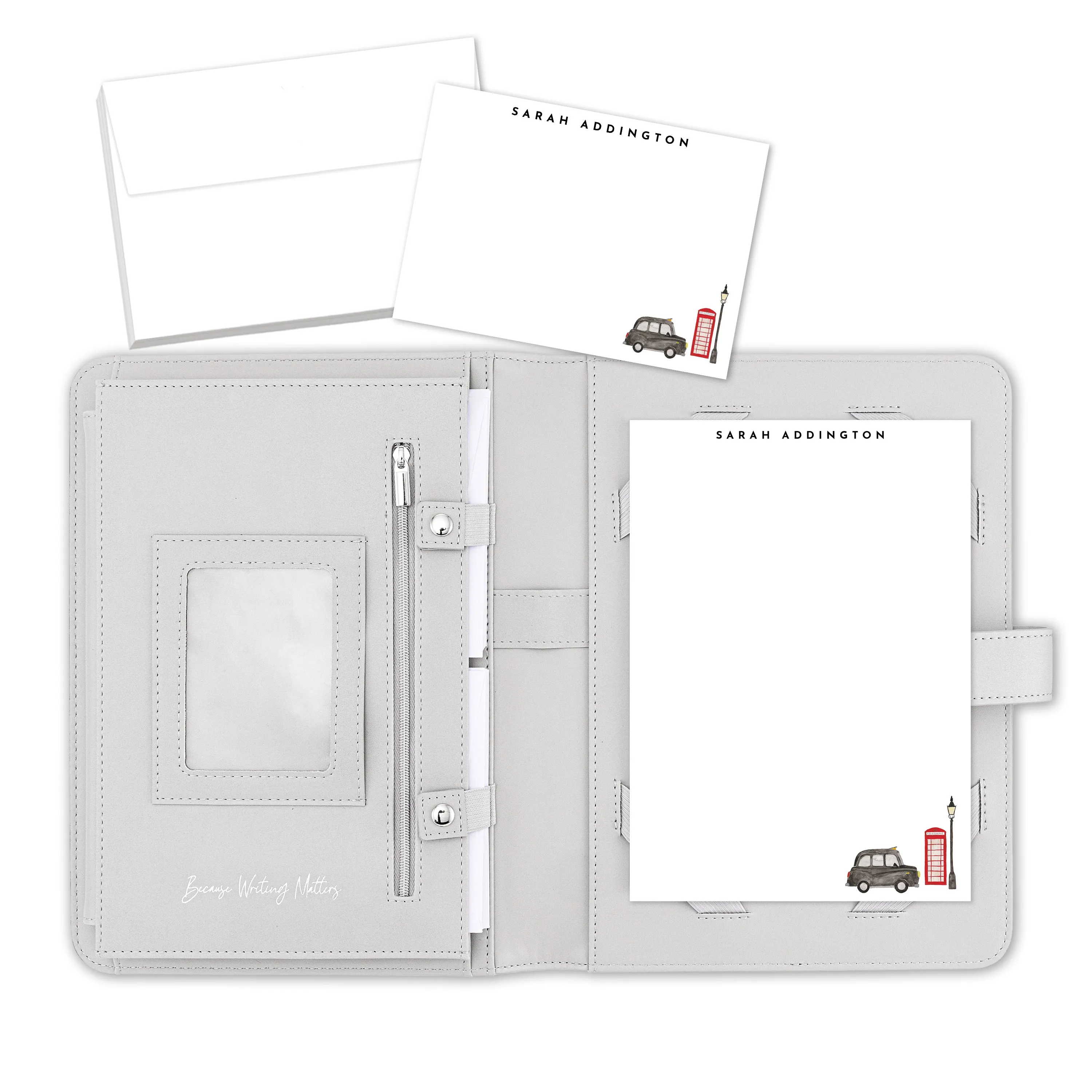 Personalised London Icon Letter & Card Writing Stationery Gift Set with Organiser