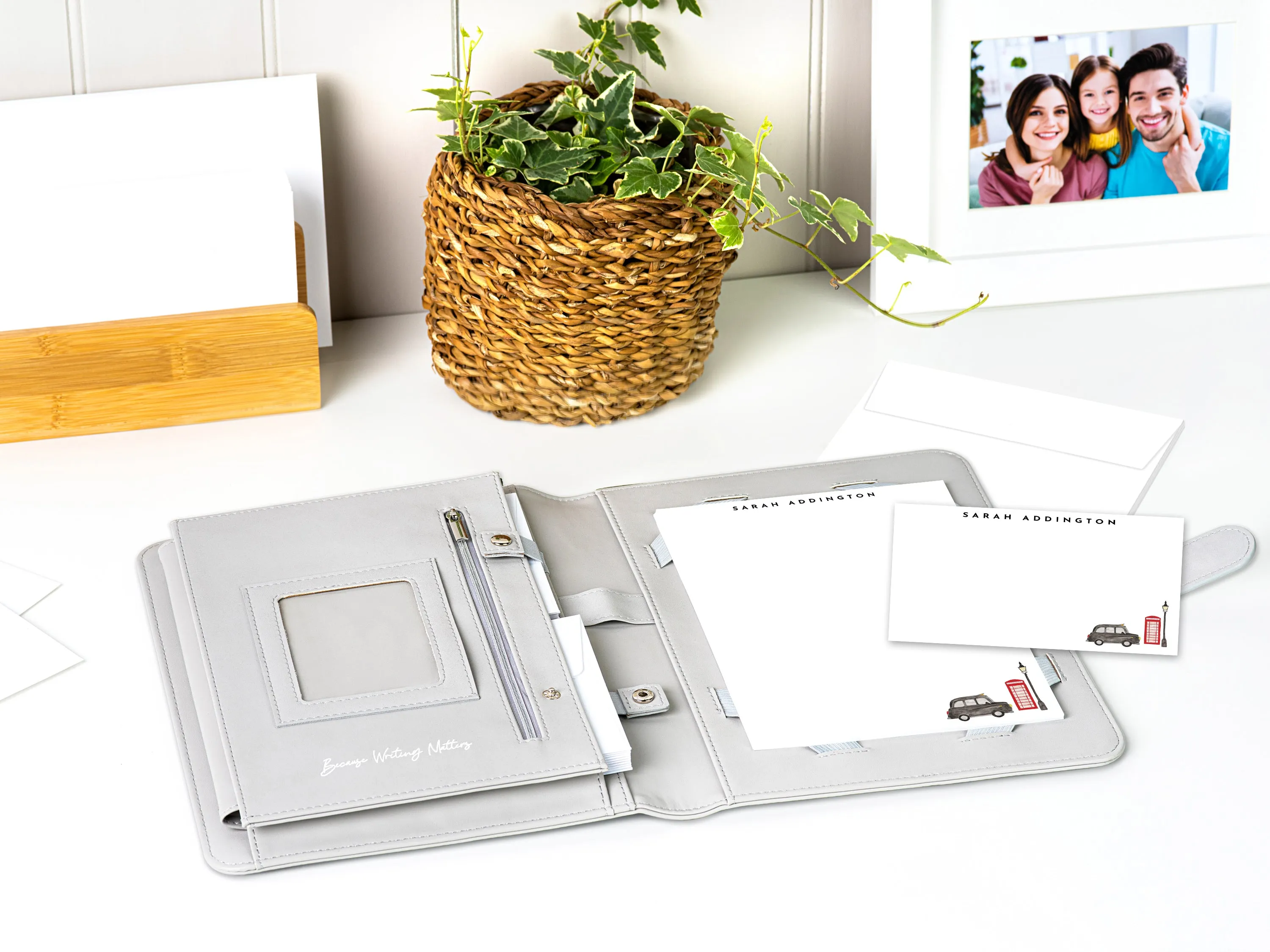 Personalised London Icon Letter & Card Writing Stationery Gift Set with Organiser