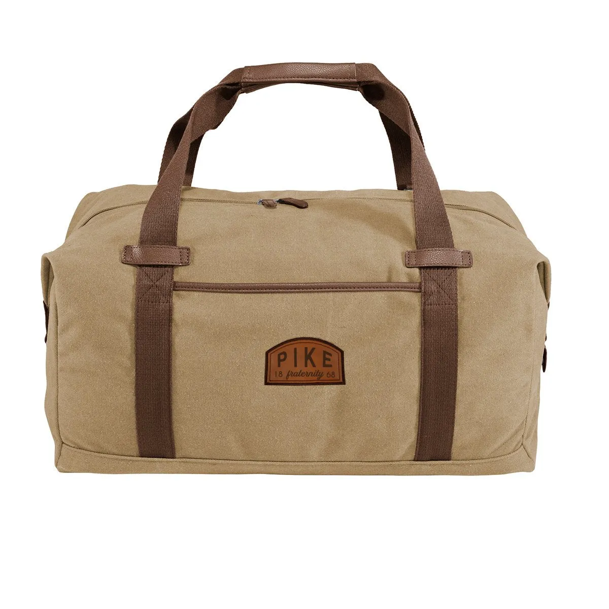 Pike Khaki Canvas Duffel With Leather Patch