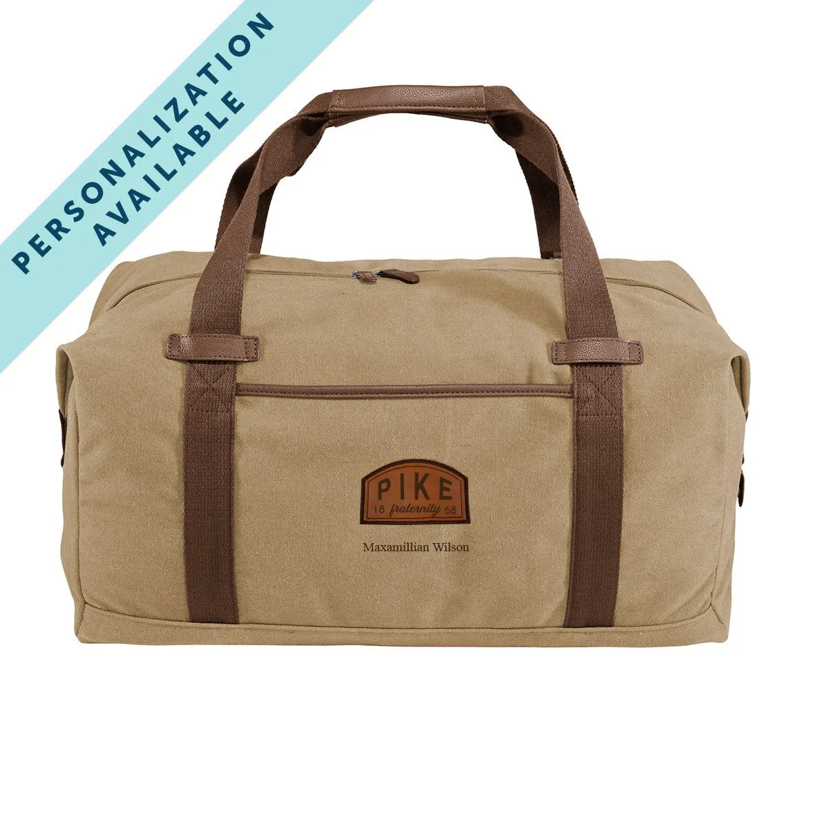 Pike Khaki Canvas Duffel With Leather Patch