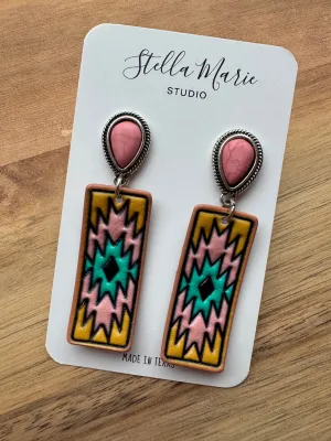 Pink Aurora Alley Faux Leather Earrings