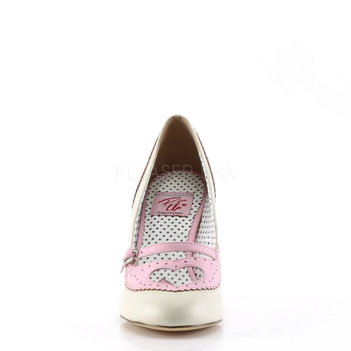 POPPY-18  Baby Pink-Cream Faux Leather