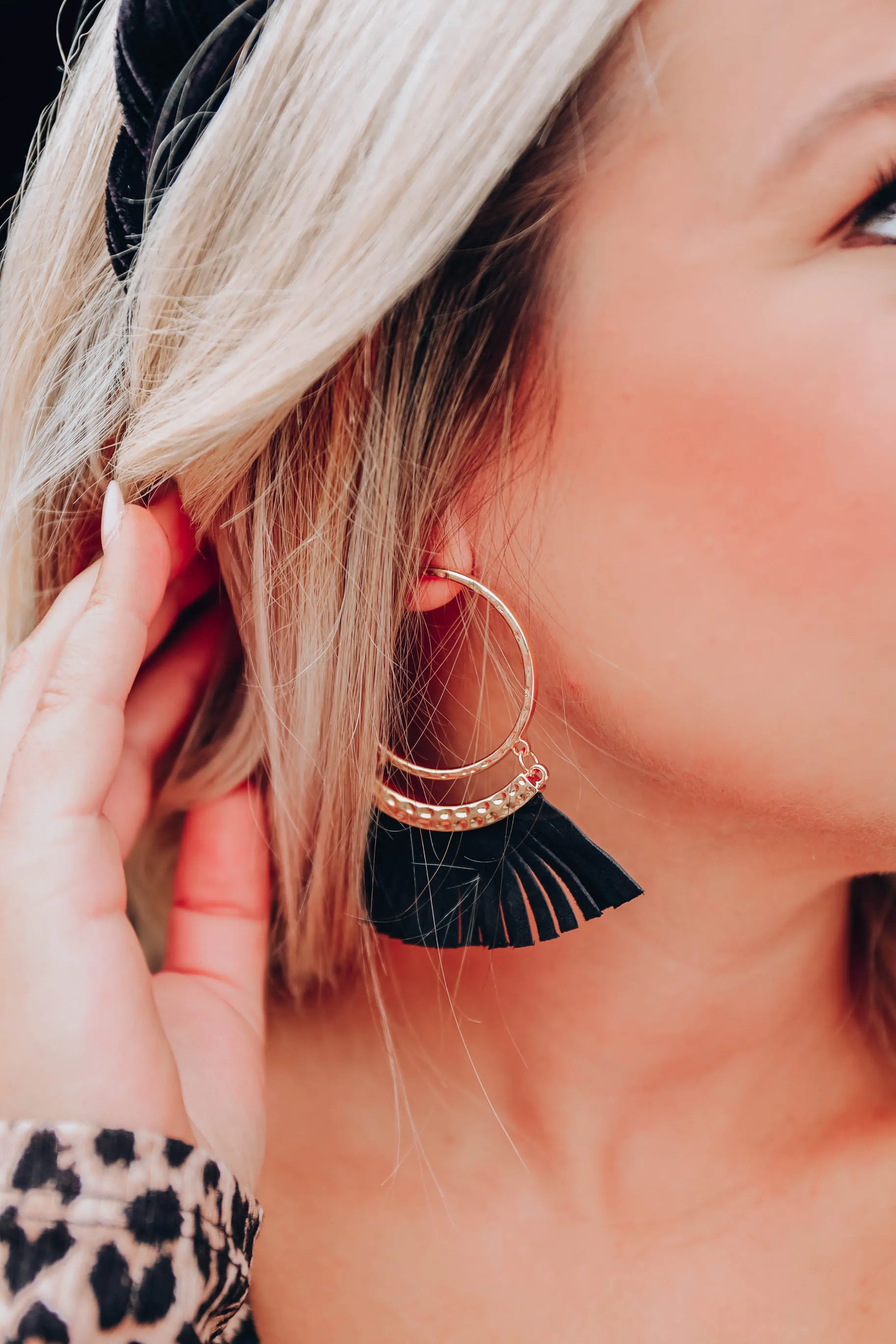 Poppy Fringe Earrings - Black