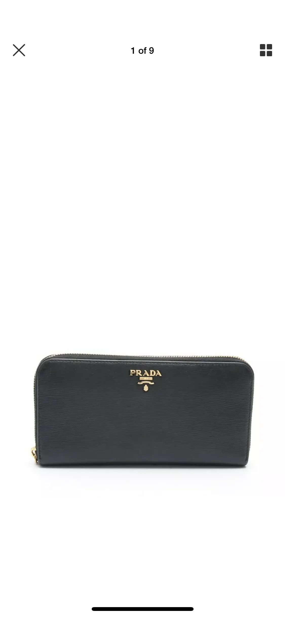 Prada black leather Vitello wallet with gold hardware