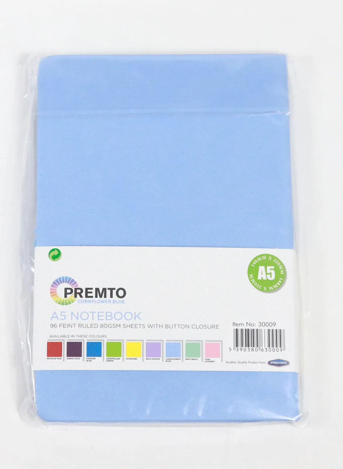 Premto - A5 192 Page Hardcover Pu Notebook With Elastic - Cornflower Blue