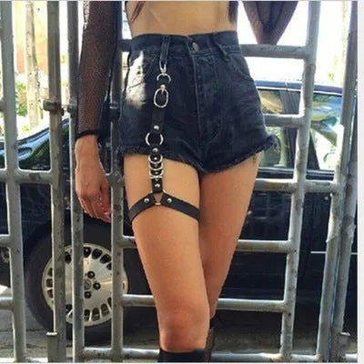 PU Baby Pink Leather Chunky O-Ring Waist Garter