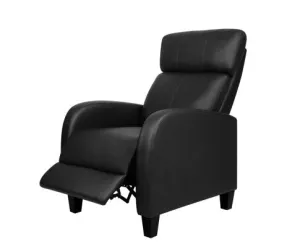 PU Leather Reclining Armchair - Black