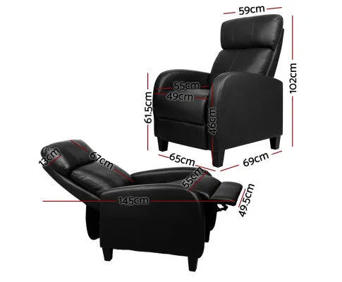 PU Leather Reclining Armchair - Black