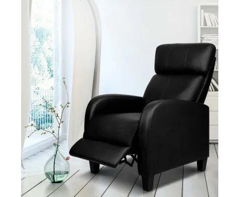 PU Leather Reclining Armchair - Black