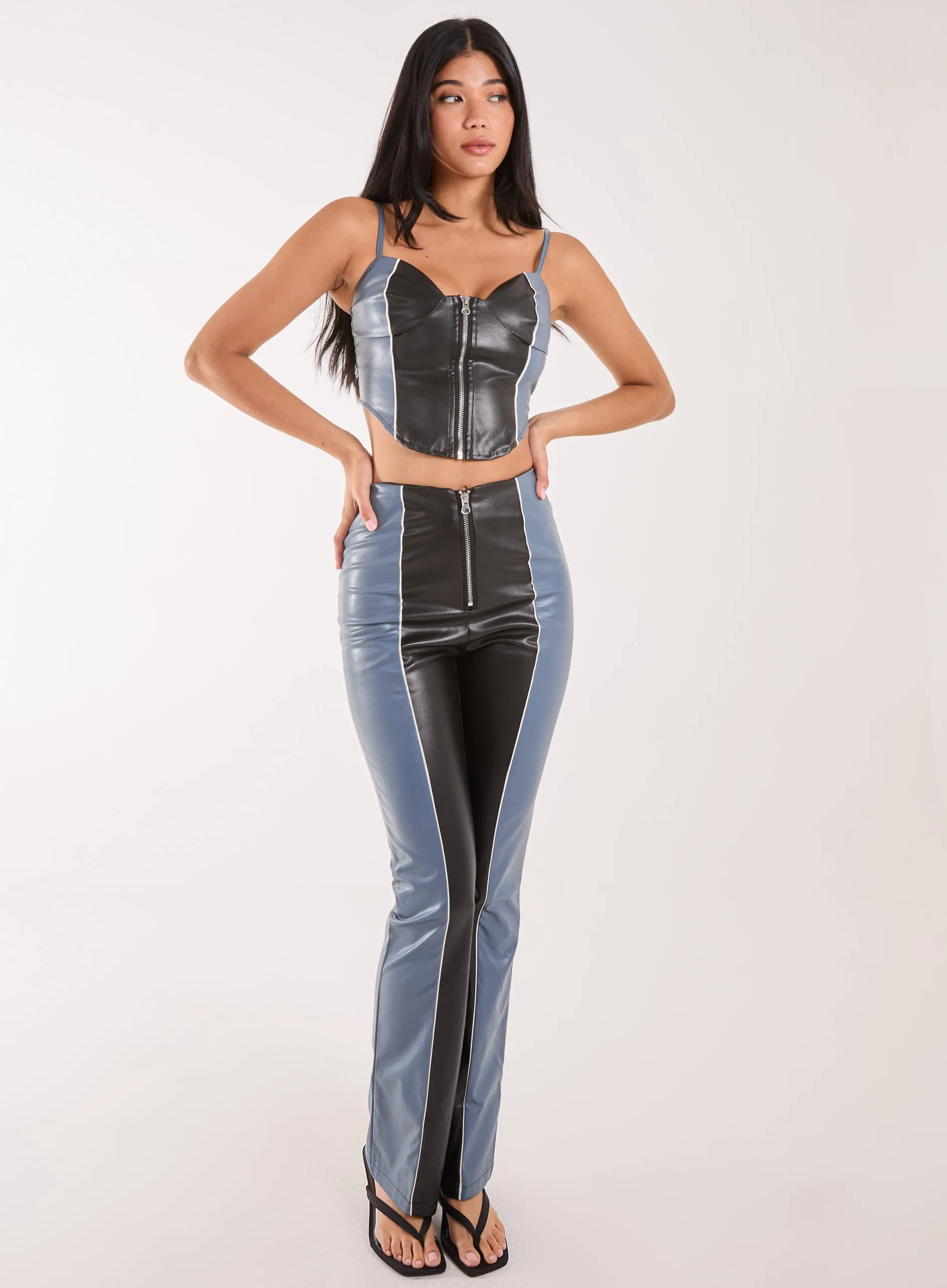 PU Zip Up Corset