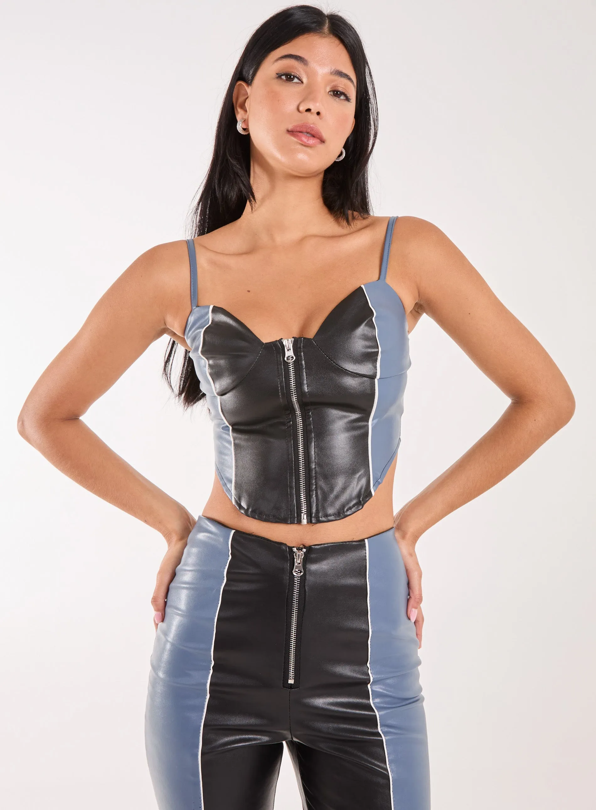 PU Zip Up Corset