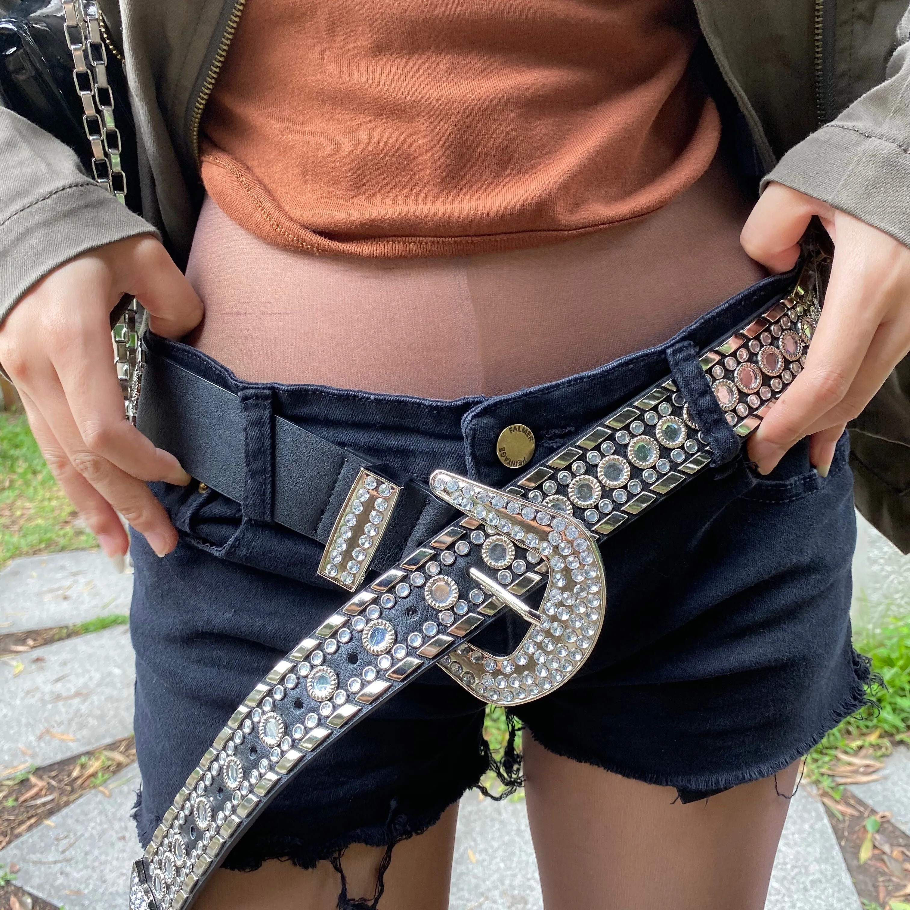 Punk rhinestone belt YC24482