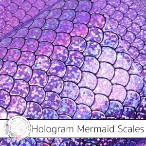 Purple Hologram Embossed Mermaid Fish Scales ~ Vegan Faux Leather