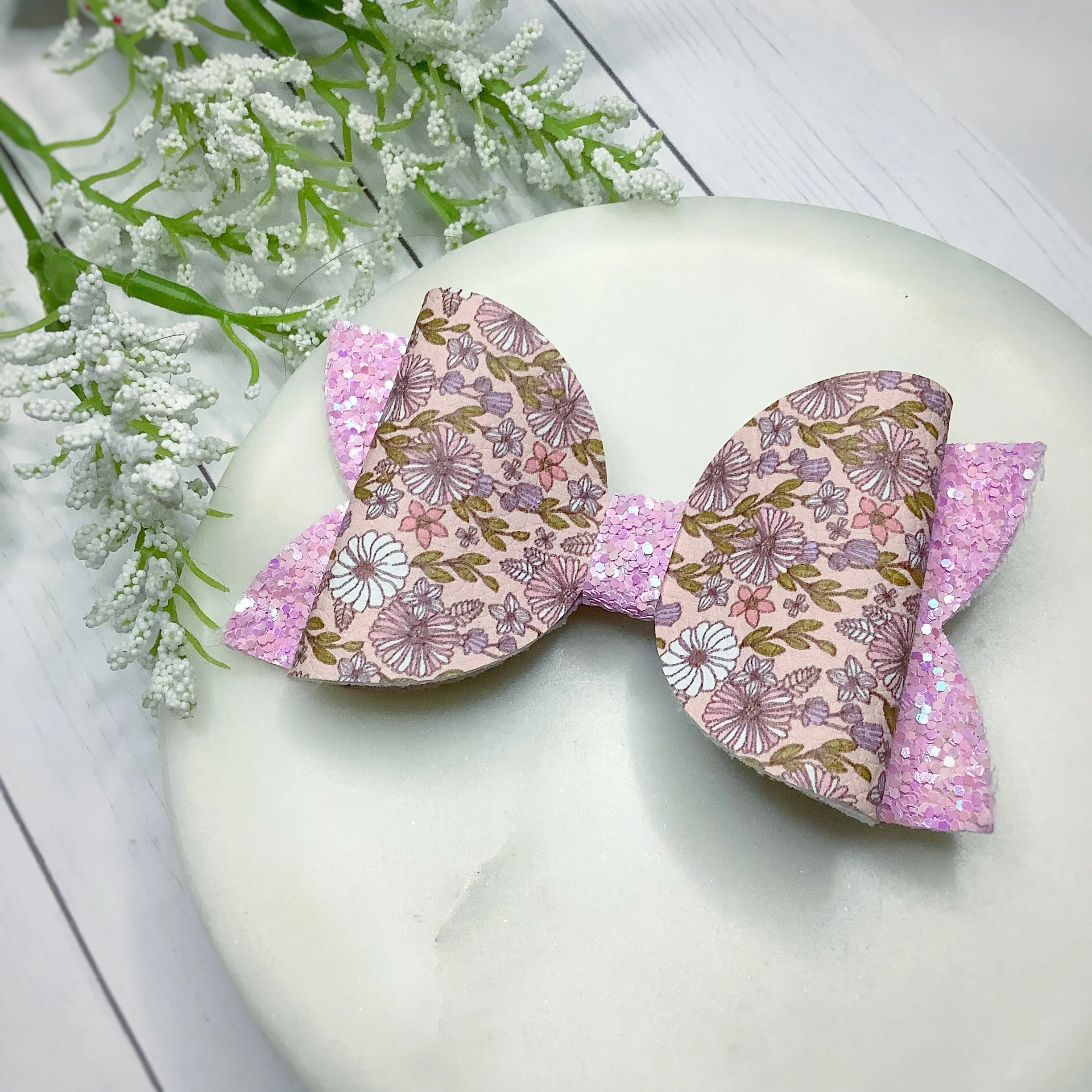 Purple Spring Garden Riley Bow and 3.5” Faux Leather Bow Collection