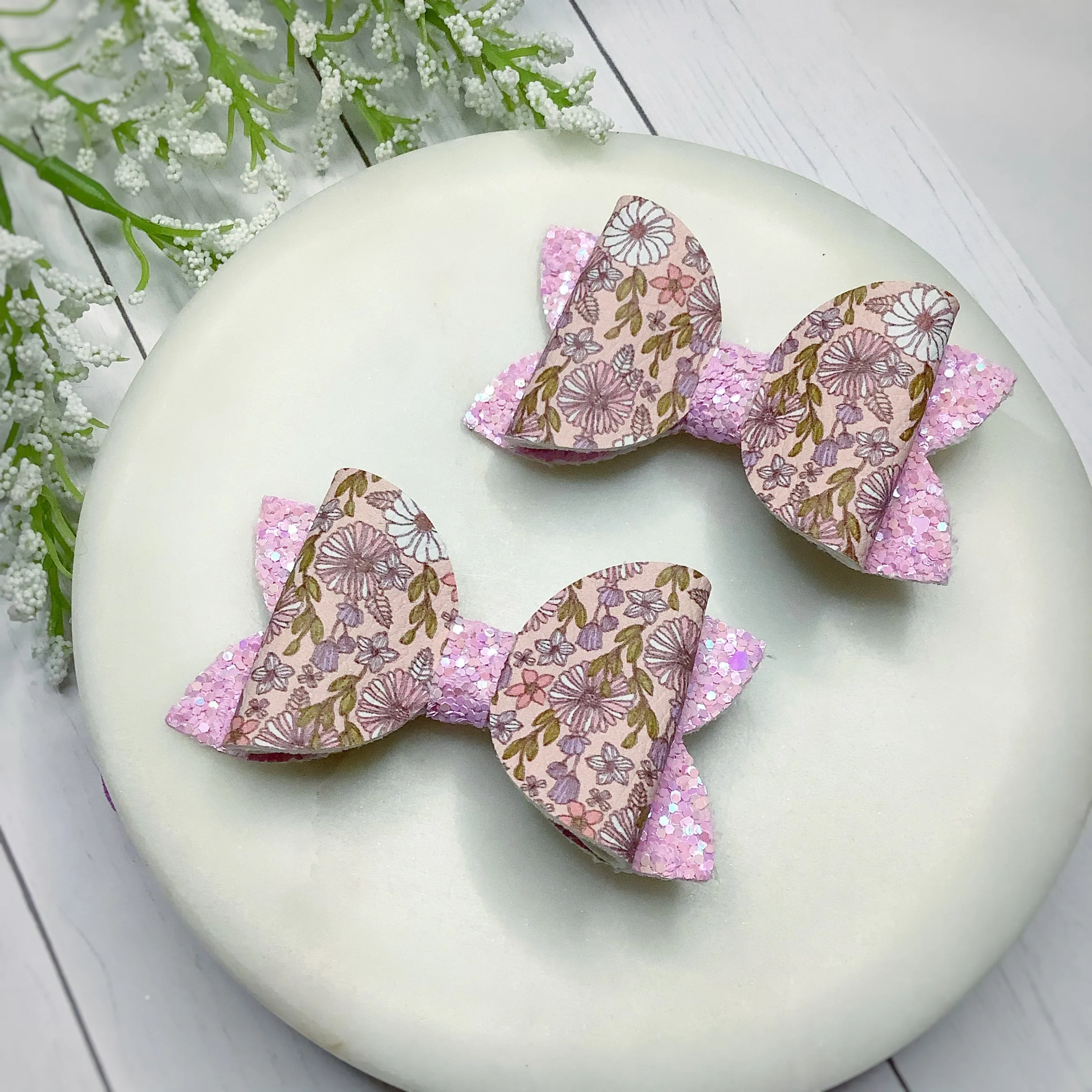 Purple Spring Garden Riley Bow and 3.5” Faux Leather Bow Collection