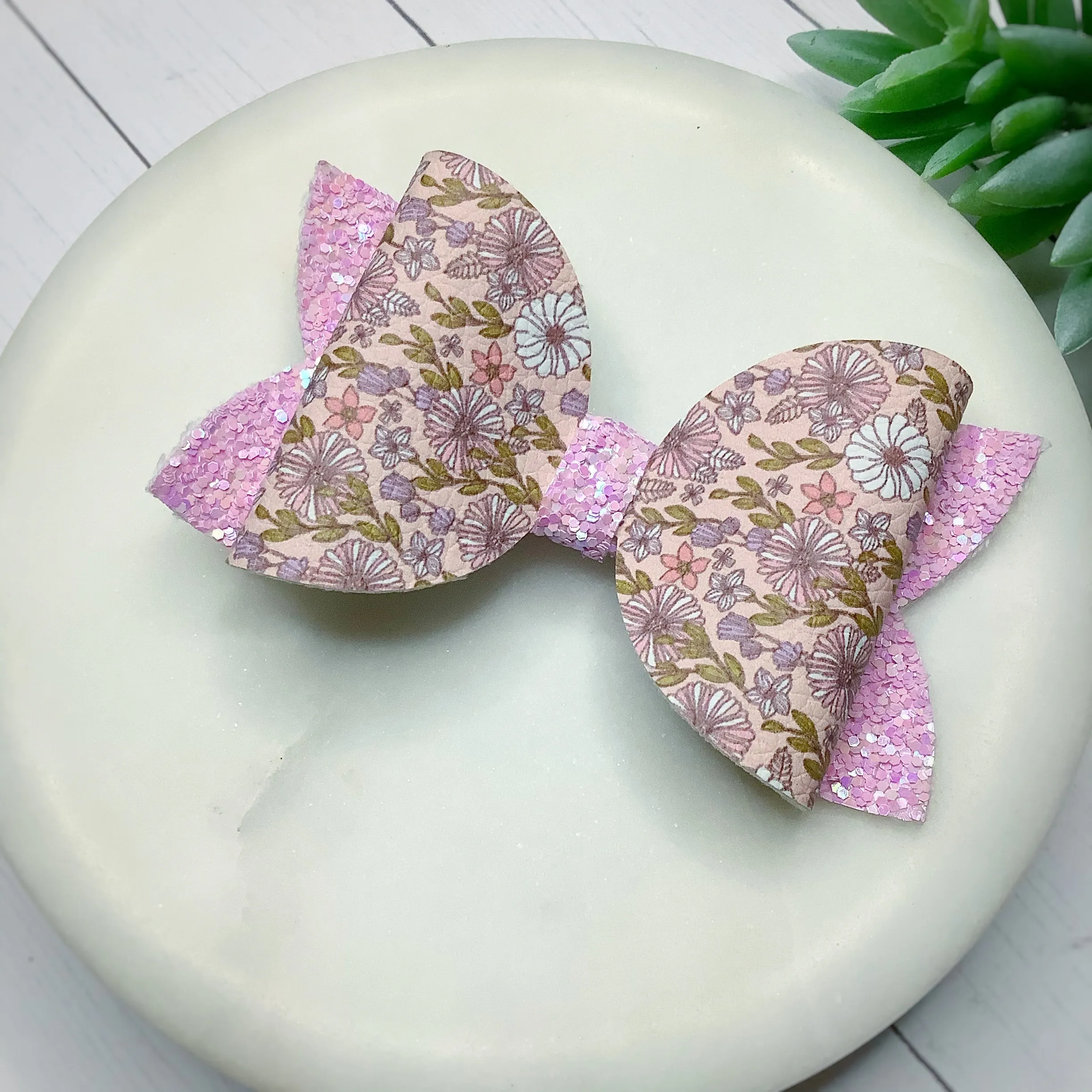 Purple Spring Garden Riley Bow and 3.5” Faux Leather Bow Collection