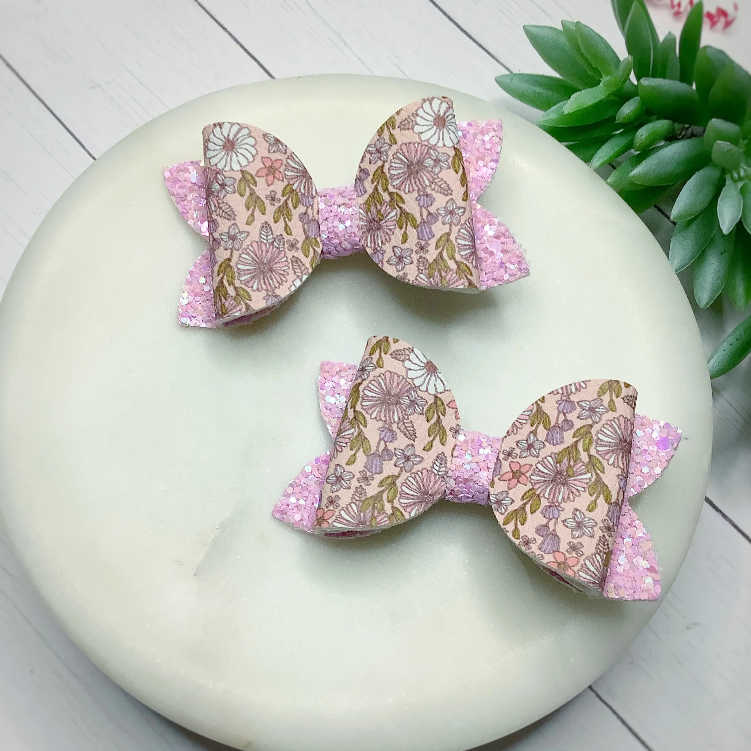 Purple Spring Garden Riley Bow and 3.5” Faux Leather Bow Collection