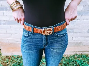 Python Print GO Belt: Cognac