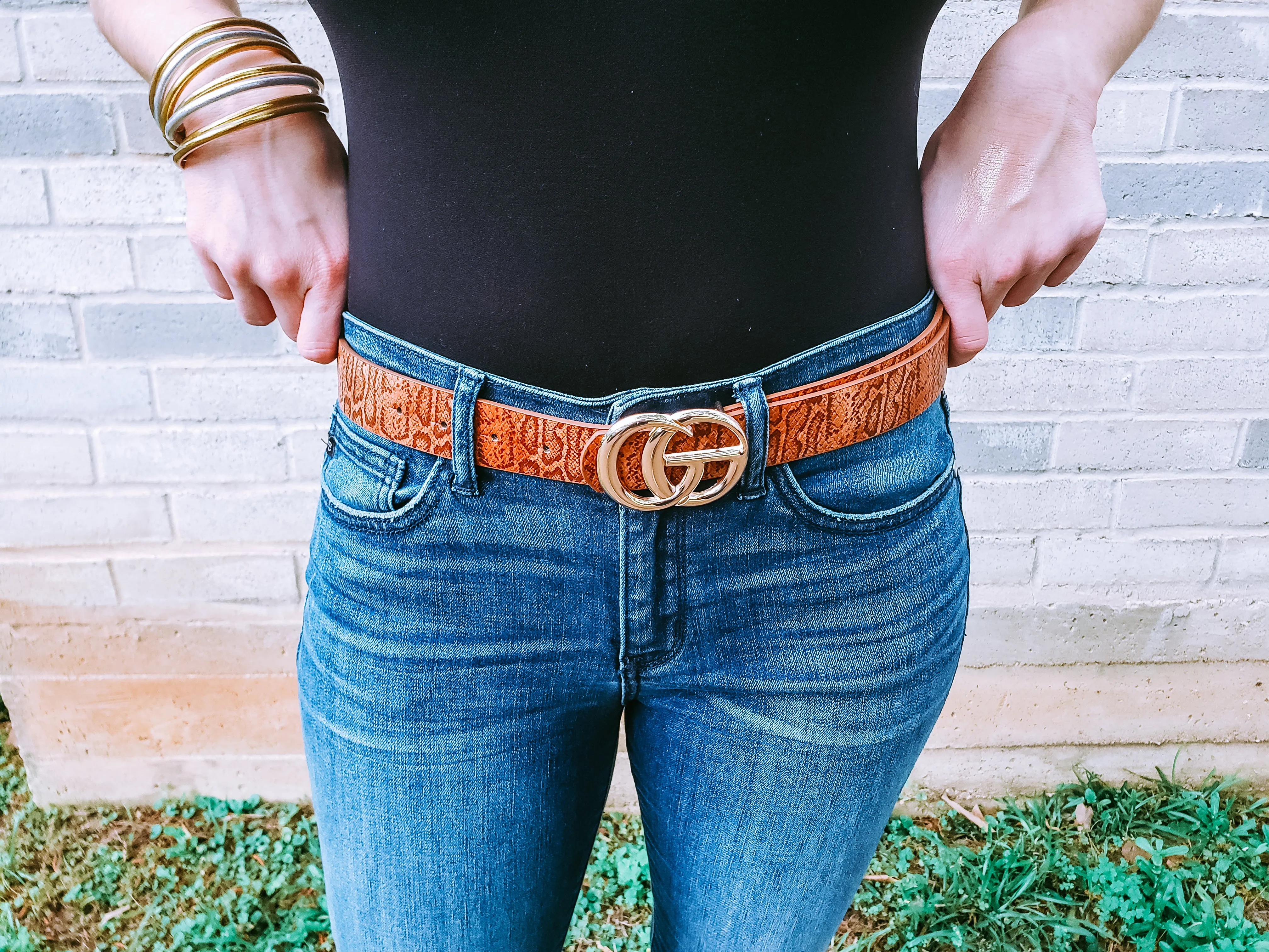 Python Print GO Belt: Cognac