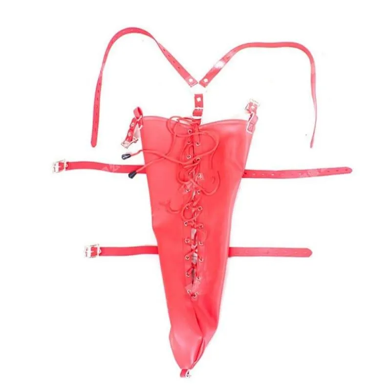 "Absolute" - PU Leather Over-Shoulder Adjustable Arm Binder Bondage Restraints Slave Lockable Glove Sleeves Armbinder Harness