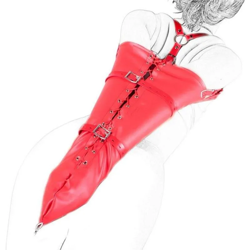 "Absolute" - PU Leather Over-Shoulder Adjustable Arm Binder Bondage Restraints Slave Lockable Glove Sleeves Armbinder Harness