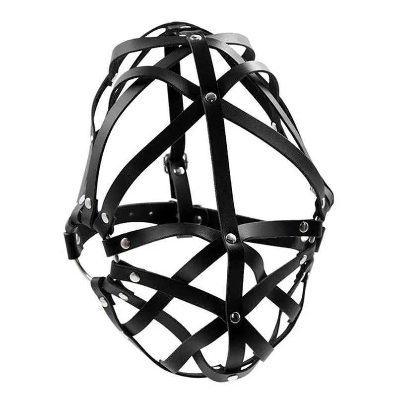 "Mesh" - Unisex Leather Strap Mask Open-Eye Slave Bondage