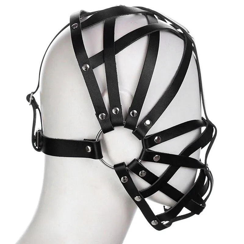 "Mesh" - Unisex Leather Strap Mask Open-Eye Slave Bondage
