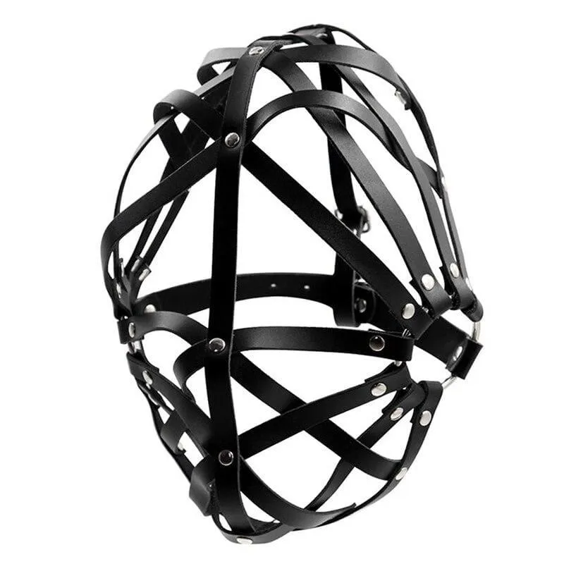 "Mesh" - Unisex Leather Strap Mask Open-Eye Slave Bondage
