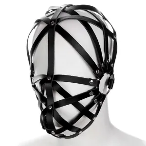 "Mesh" - Unisex Leather Strap Mask Open-Eye Slave Bondage