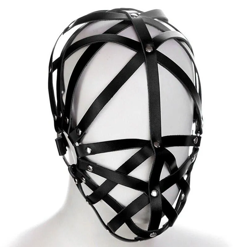 "Mesh" - Unisex Leather Strap Mask Open-Eye Slave Bondage
