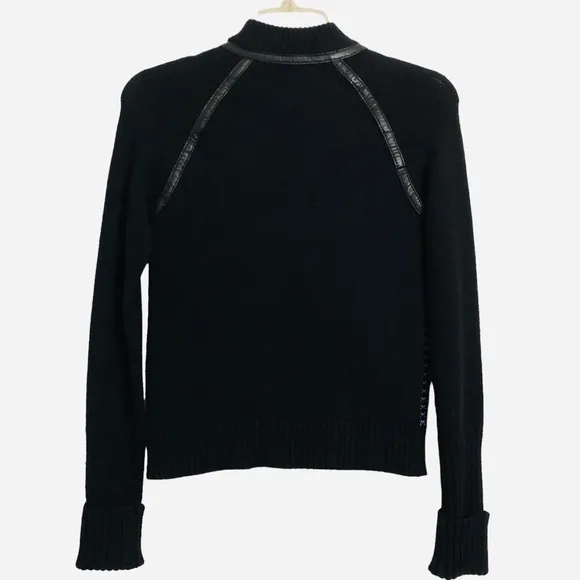 Rag &amp; Bone Sabina lamb Leather Trimmed Sweater Knit Bomber Jacket Size XS