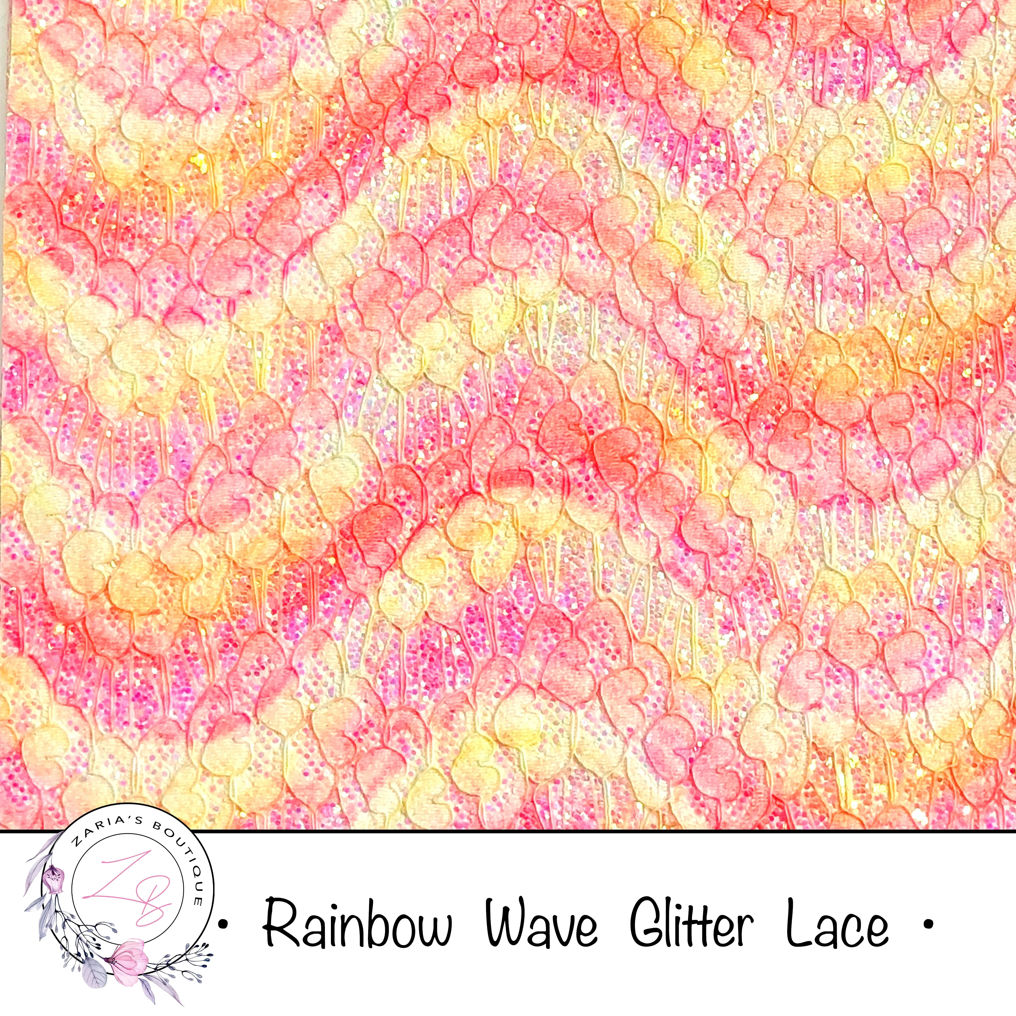 Rainbow Waves Glitter Lace ~  3 Colours