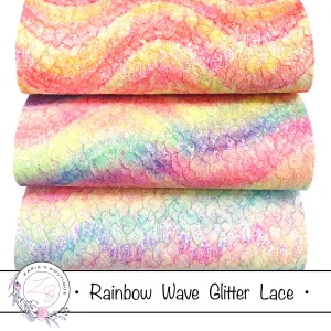 Rainbow Waves Glitter Lace ~  3 Colours