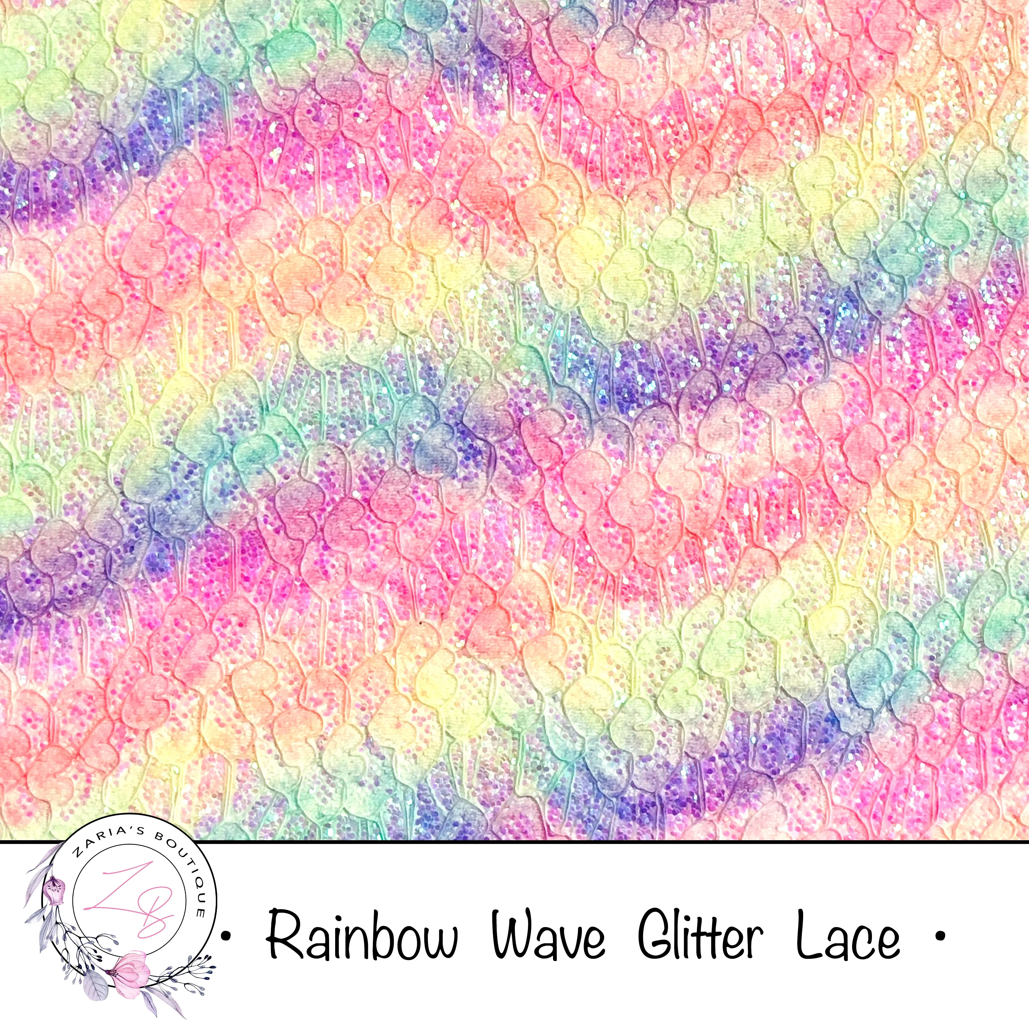 Rainbow Waves Glitter Lace ~  3 Colours