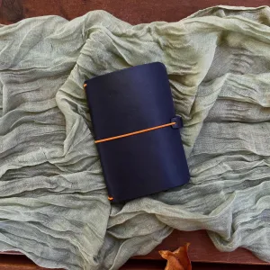 Ready-to-Ship, Classic Pocket w Edge Protector, Navy Blue Leather Traveler's Notebook (Inserts not included)