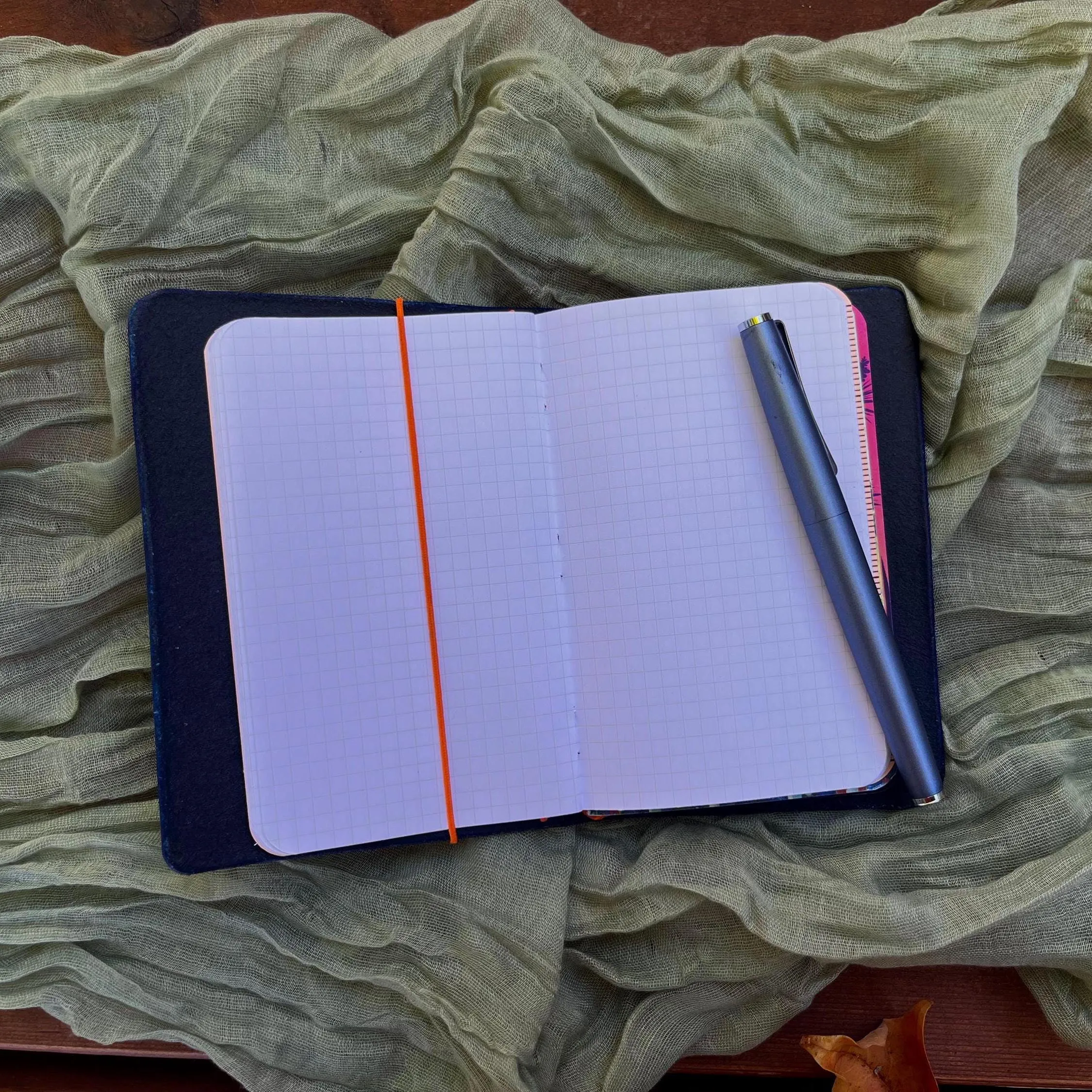 Ready-to-Ship, Classic Pocket w Edge Protector, Navy Blue Leather Traveler's Notebook (Inserts not included)