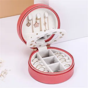 Red Two-Compartment Portable Jewelry Box
