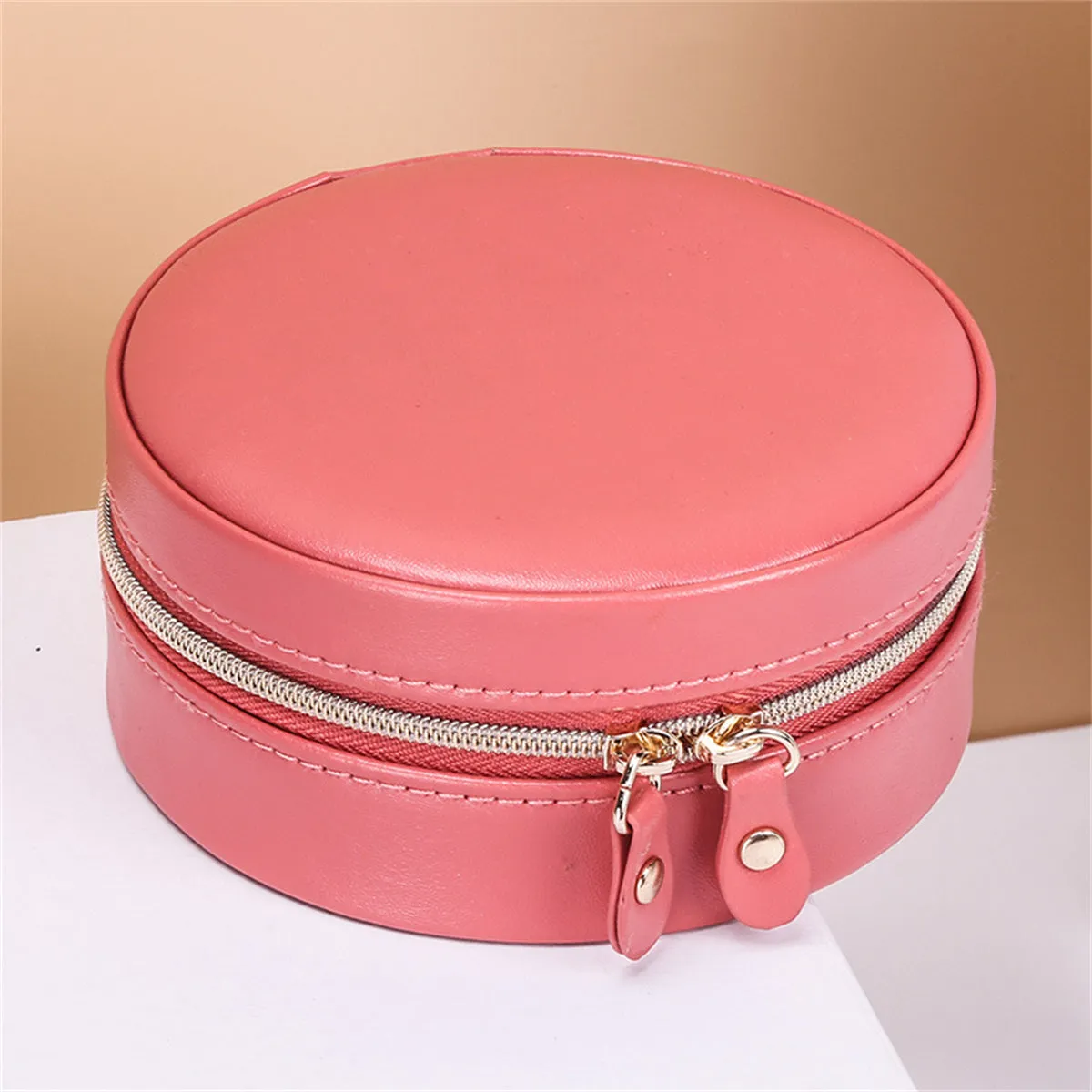 Red Two-Compartment Portable Jewelry Box