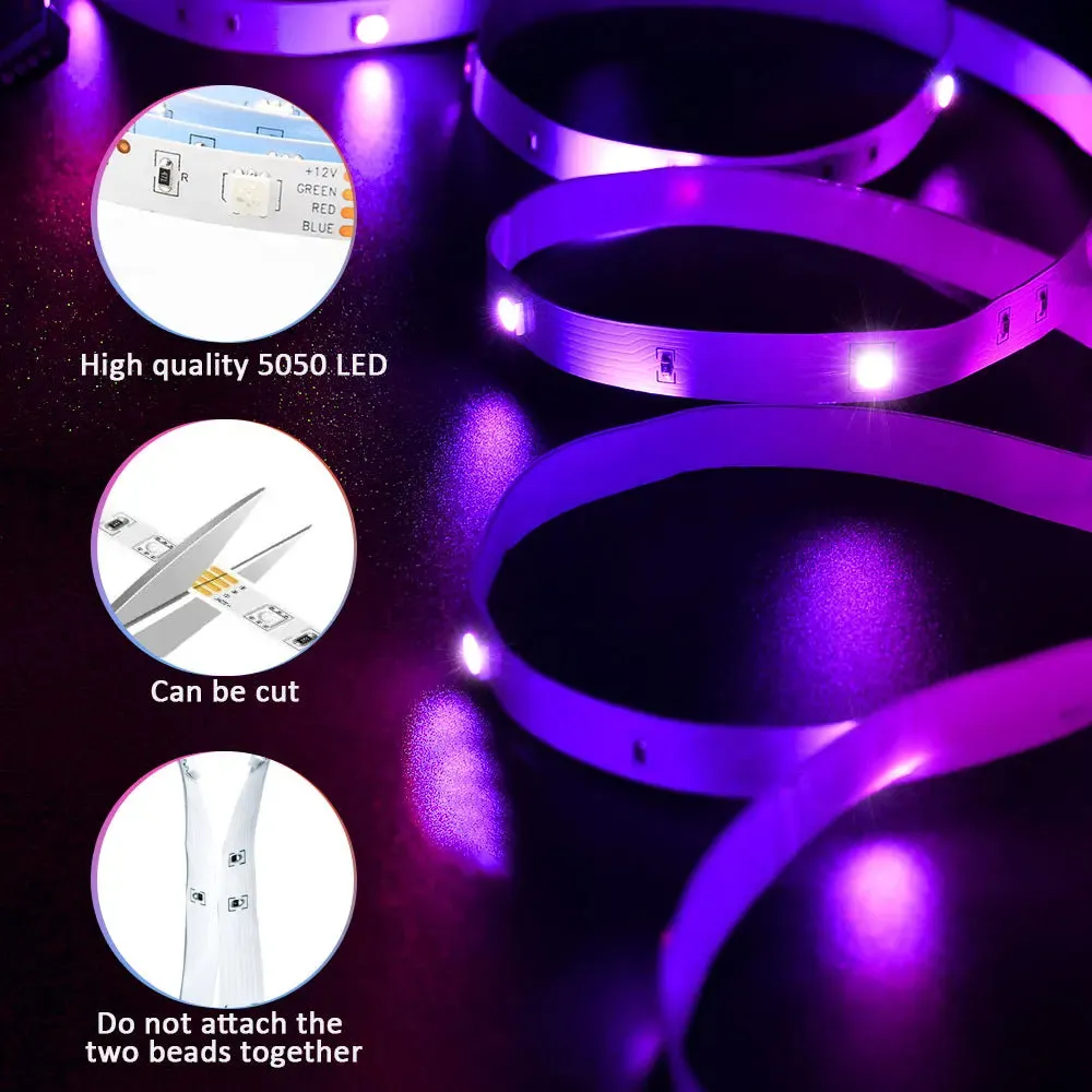RGB LED Strip Light with Music Sync & App Control