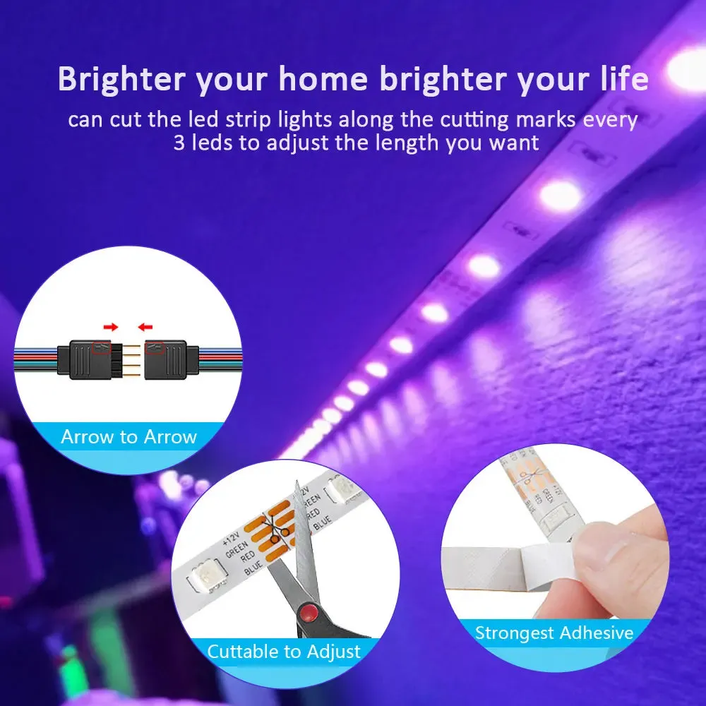 RGB LED Strip Light with Music Sync & App Control