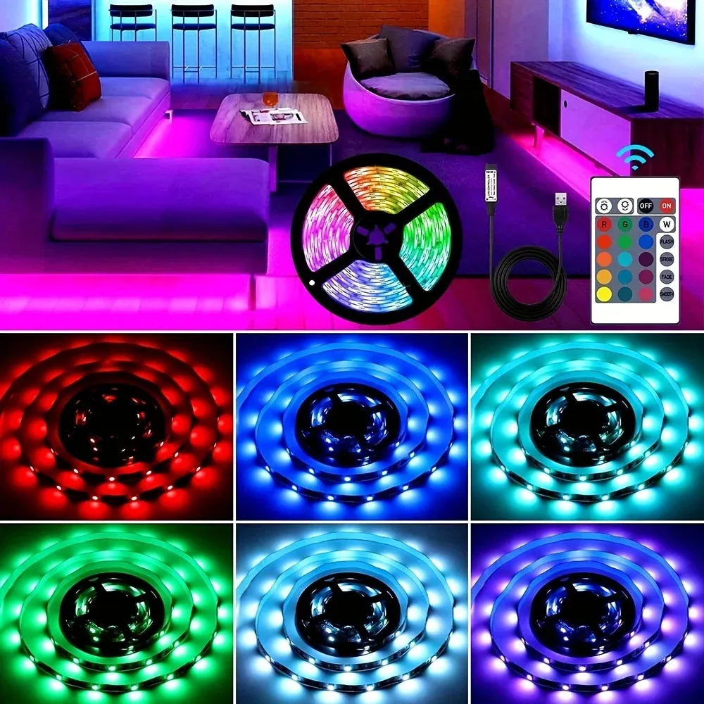 RGB LED Strip Lights with Bluetooth & Remote Control