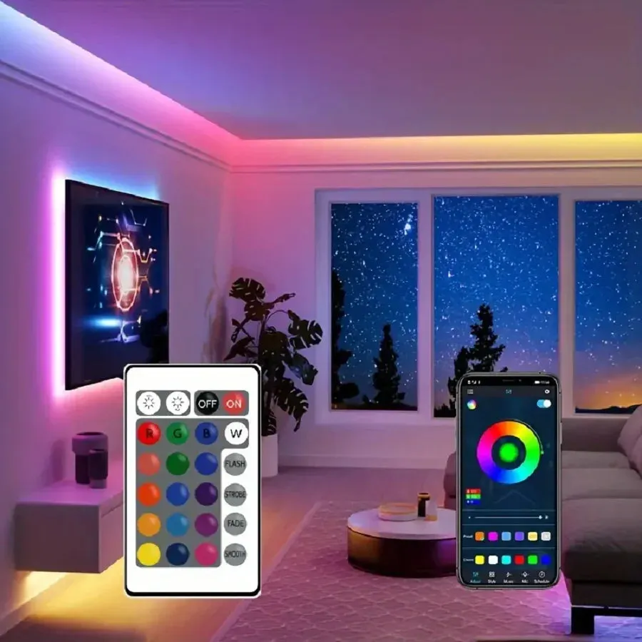 RGB LED Strip Lights with Bluetooth & Remote Control
