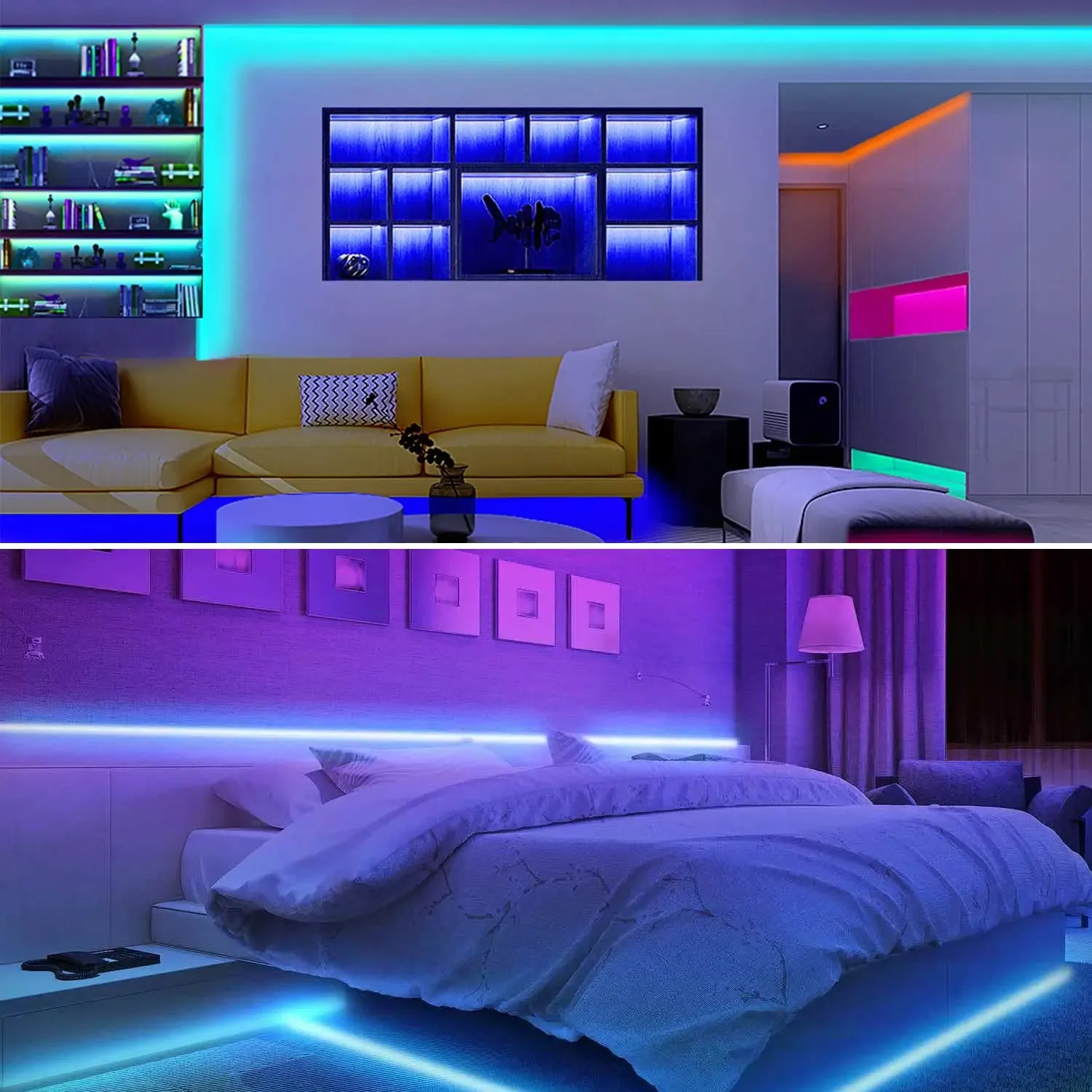 RGB LED Strip Lights with Bluetooth & Remote Control