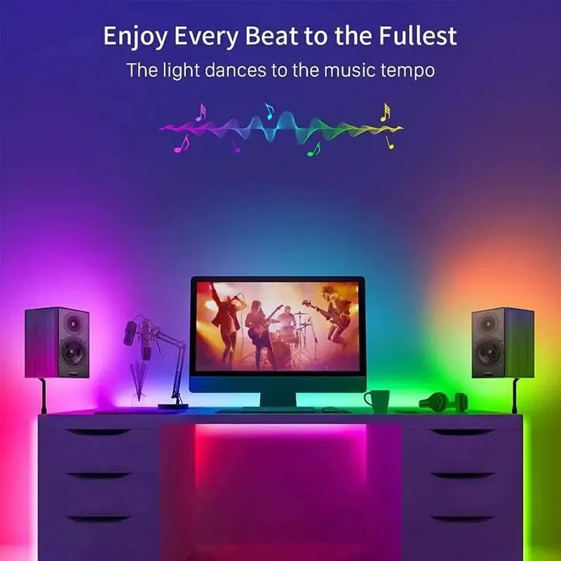 RGB LED Strip Lights with Bluetooth & Remote Control