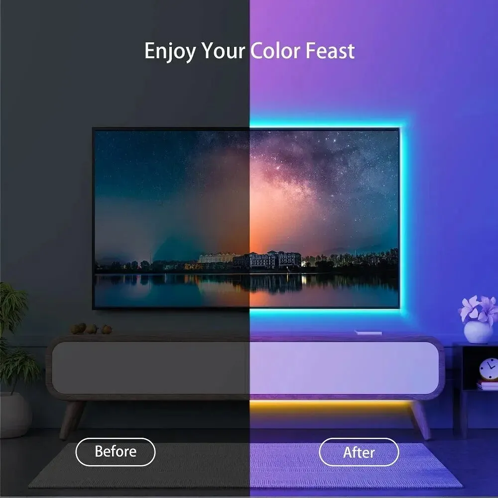RGB LED Strip Lights with Bluetooth & Remote Control