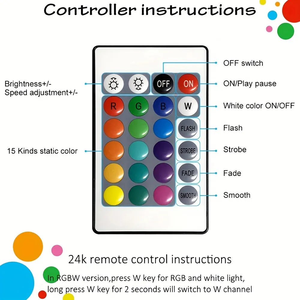 RGB LED Strip Lights with Bluetooth & Remote Control