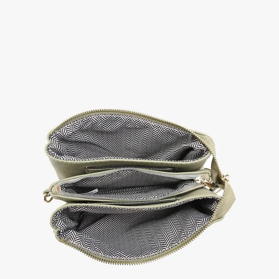 Riley Crossbody Wristlet Tweed White